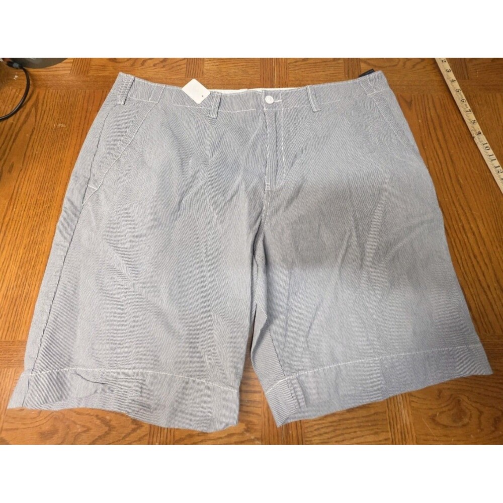 Tommy Hilfiger Mens Shorts Casual Blue White Pin Stripes 42, 10" Inseam